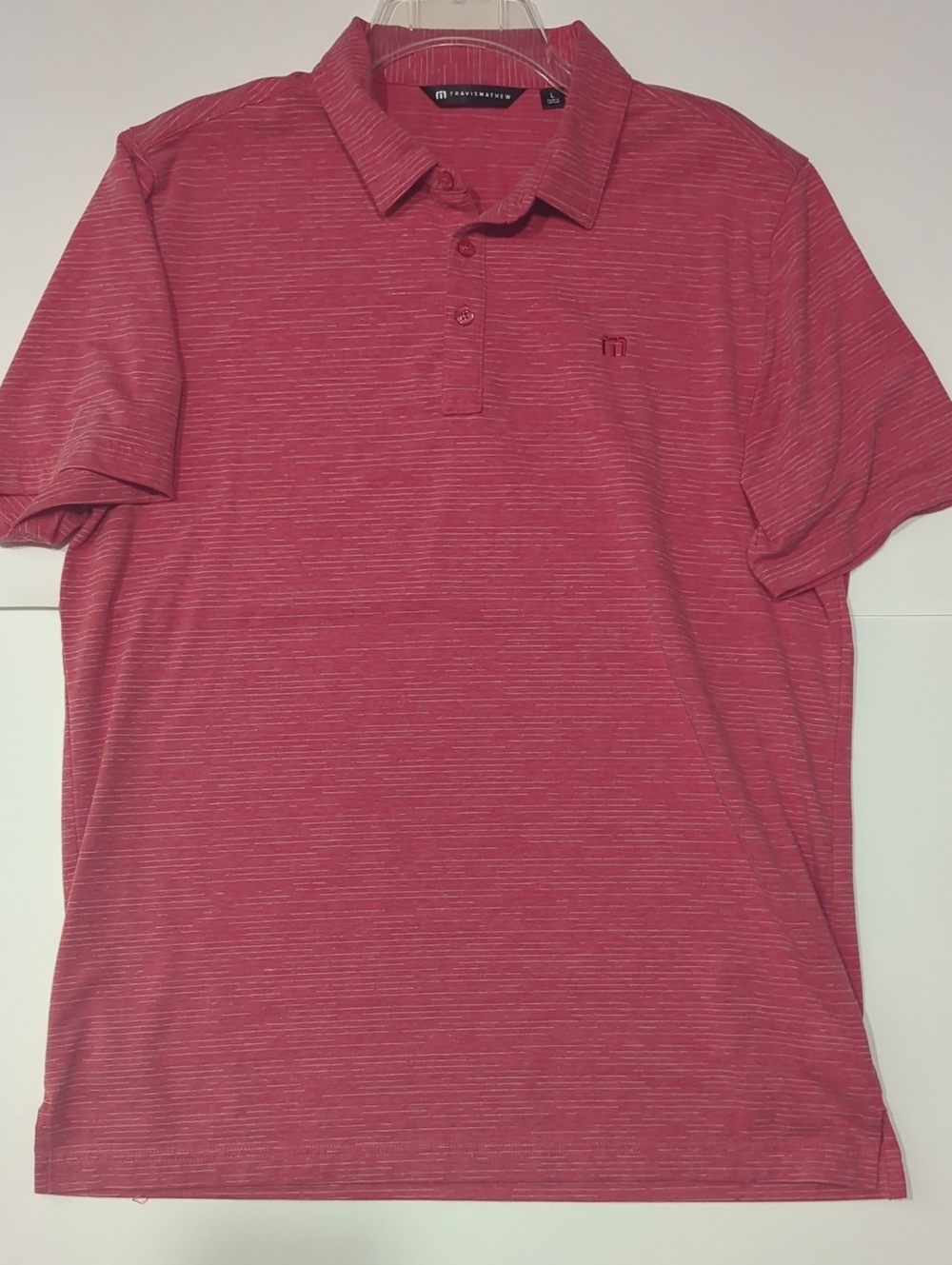 TravisMathew Men's Red Heathered Performance Polo Shirt